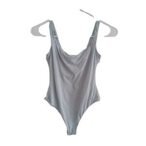 Skims Womens S Blue Cowl Neck Bodysuit Leotard Tank Shapewear Y2K 90s Revival